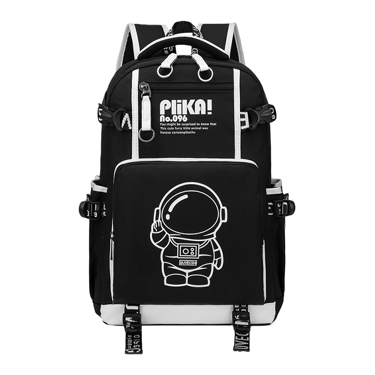 Black backpack with white astronaut pattern Plika! No.096 Item Picture