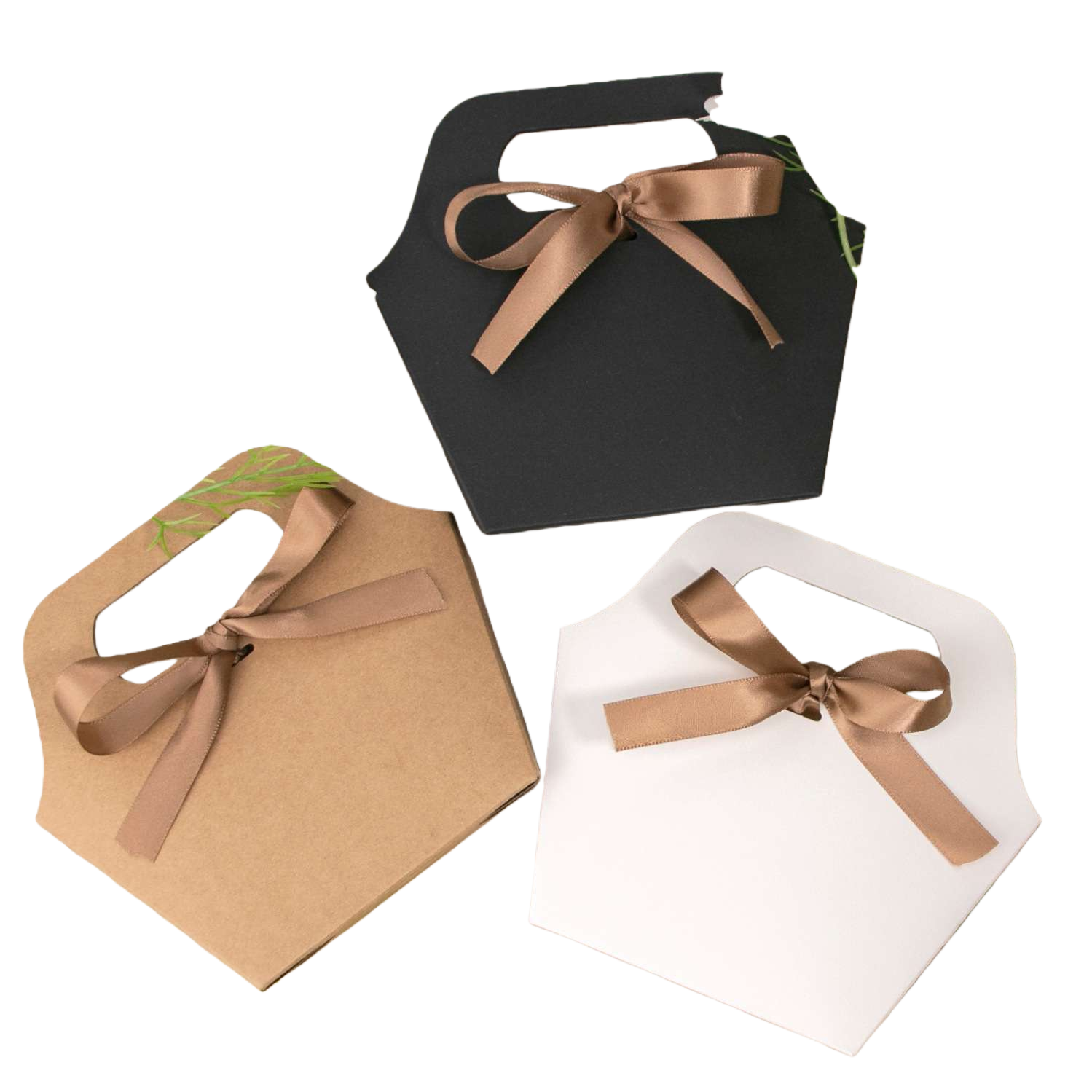 Black, brown and white hand-held gift box, simple and elegant gift packaging box, universal style Item Picture
