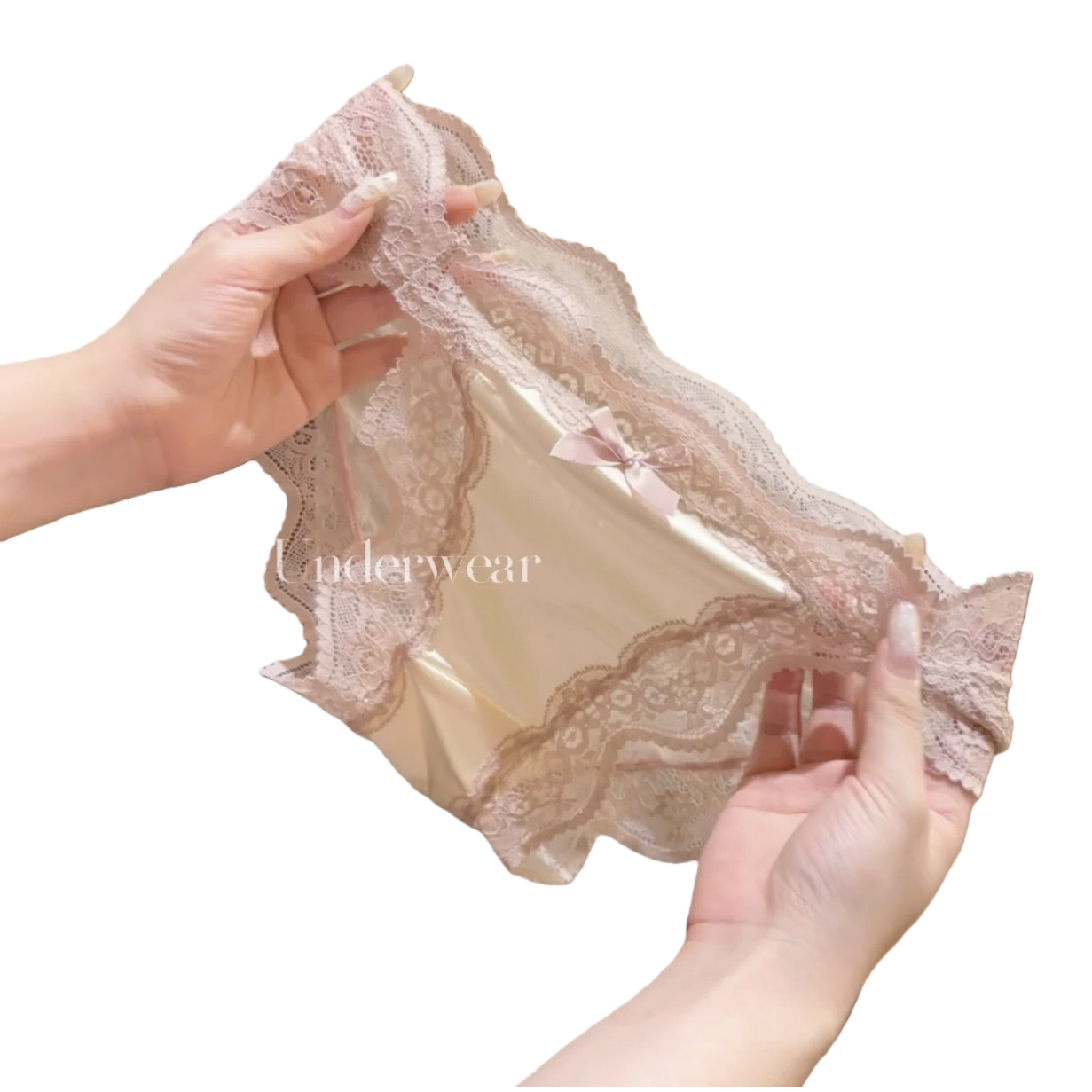 Pink lace women's underwear, pure cotton, breathable, comfortable, seamless, low-waisted style Item Picture