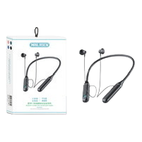 Black neckband headphones with Bluetooth 5.3, water-resistant for sports, long battery life, lightweight and comfortable Item Picture
