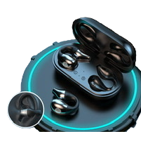 Black wireless earphones, Bluetooth 5.3 noise-cancelling sports in-ear long-lasting charging case Item Picture