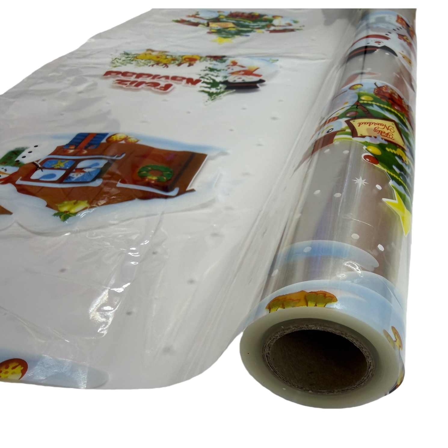 Christmas-themed plastic packaging film rolls are transparent, flexible and tear-resistant, suitable for packaging festival gifts Item Picture