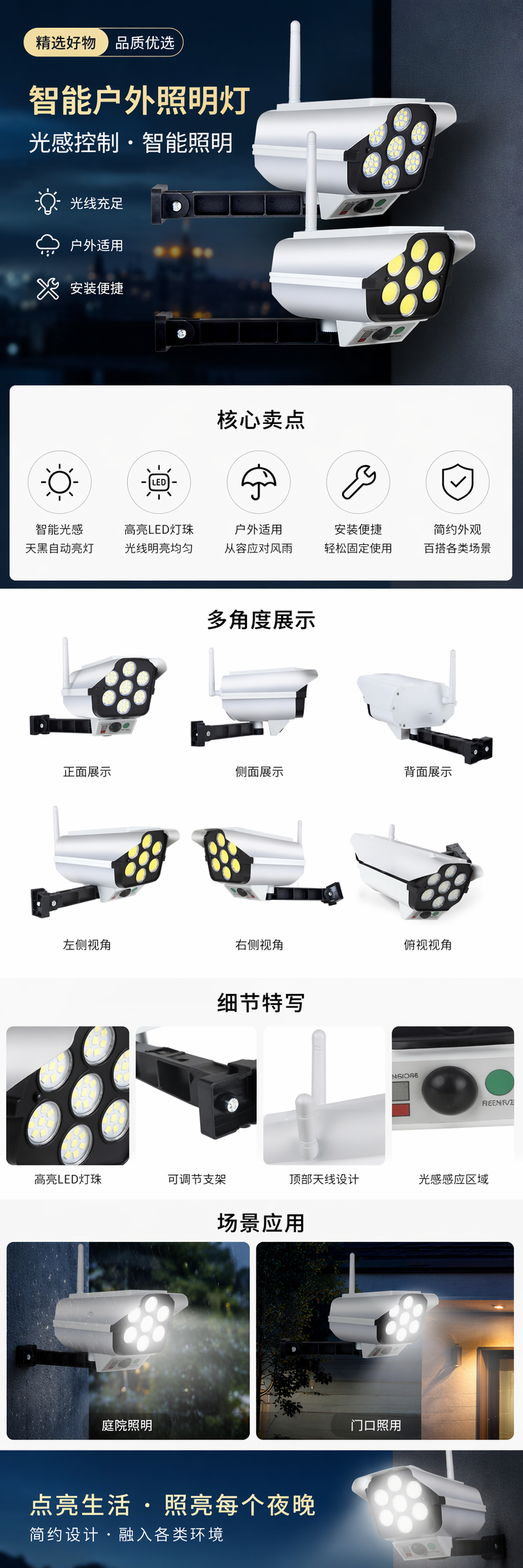 太阳能感应夜灯 小礼品定制LOGO 感应头灯 市政路灯用详情1