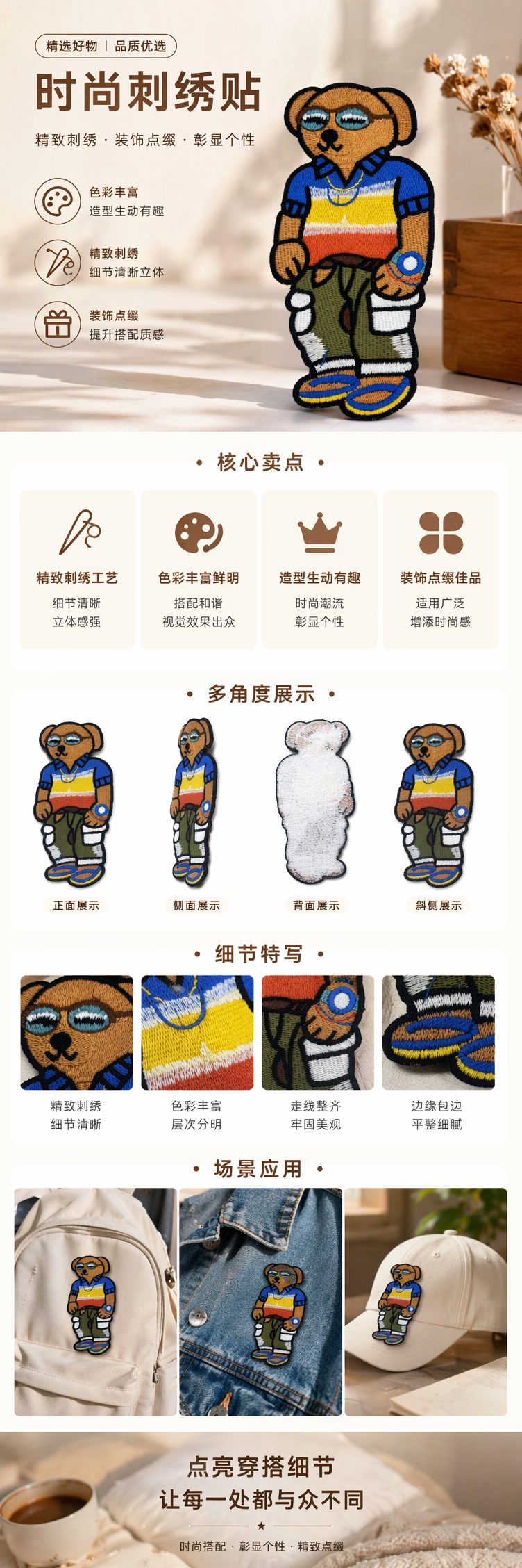 E&E厂家直销E&E厂家直销E&E厂家直销彩色刺绣小熊贴布手工布艺装饰贴片 pic 1