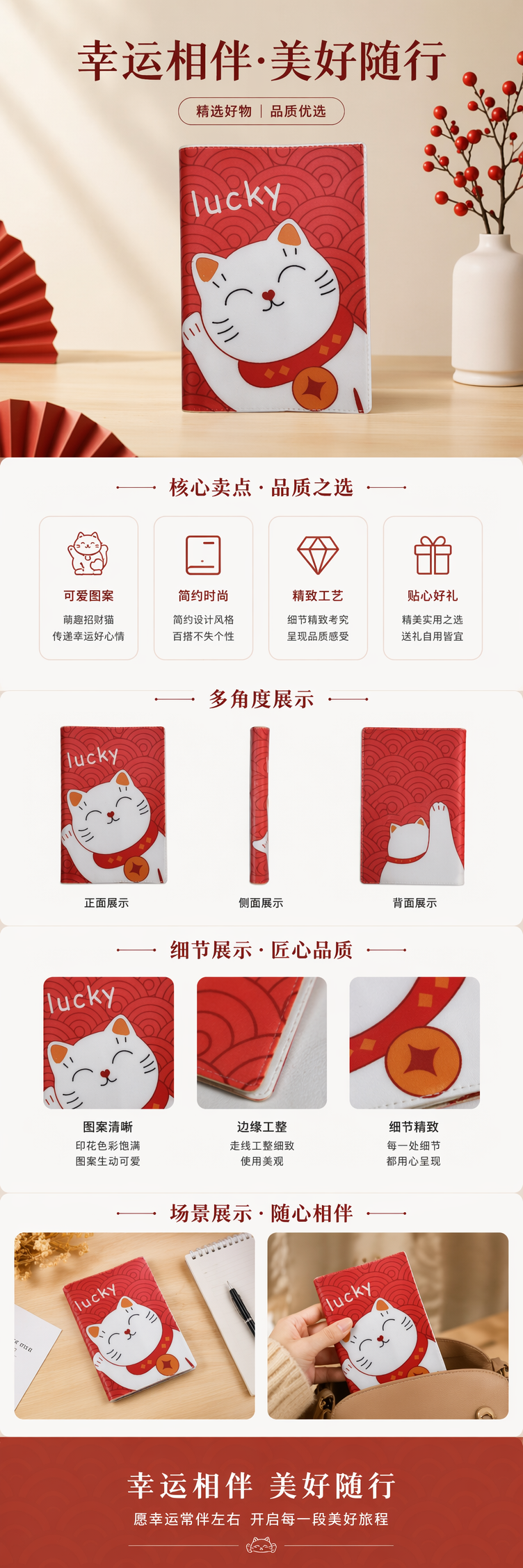 红色招财猫笔记本 厂家直销详情1