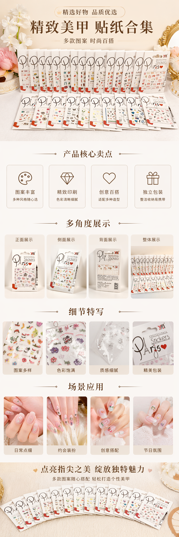 白色贴纸包装 通用装饰贴纸 自粘防水可移除创意DIY手工素材详情1