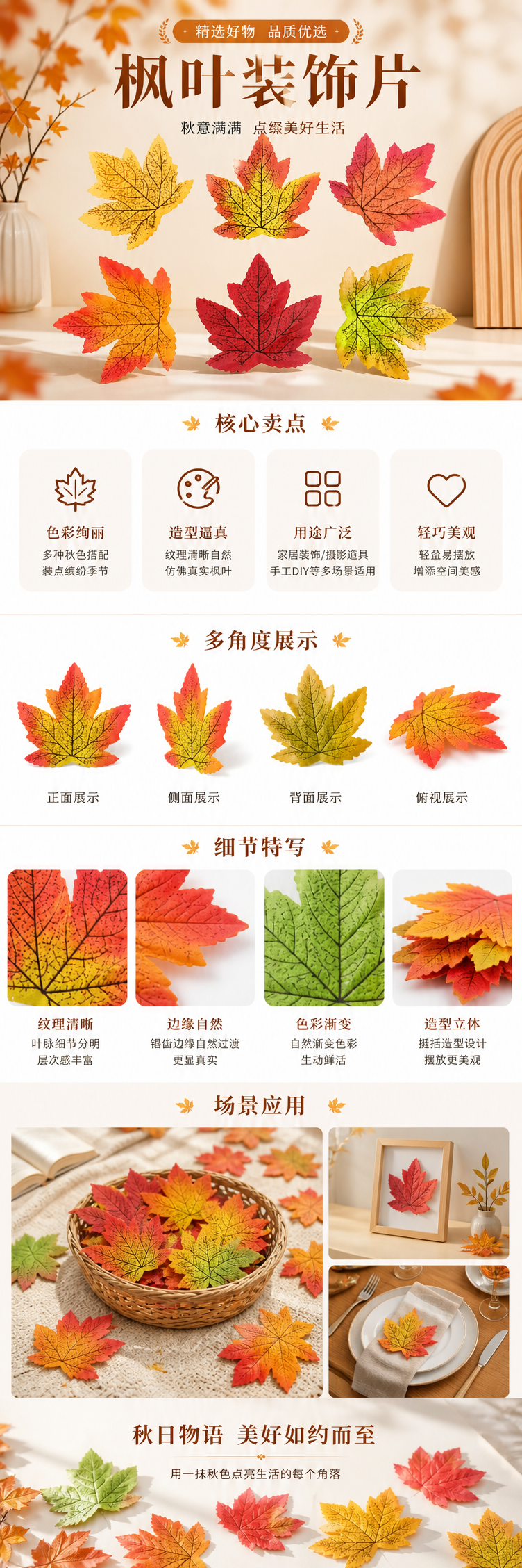 彩色枫叶装饰画客厅卧室北欧风ins风墙贴壁画详情1