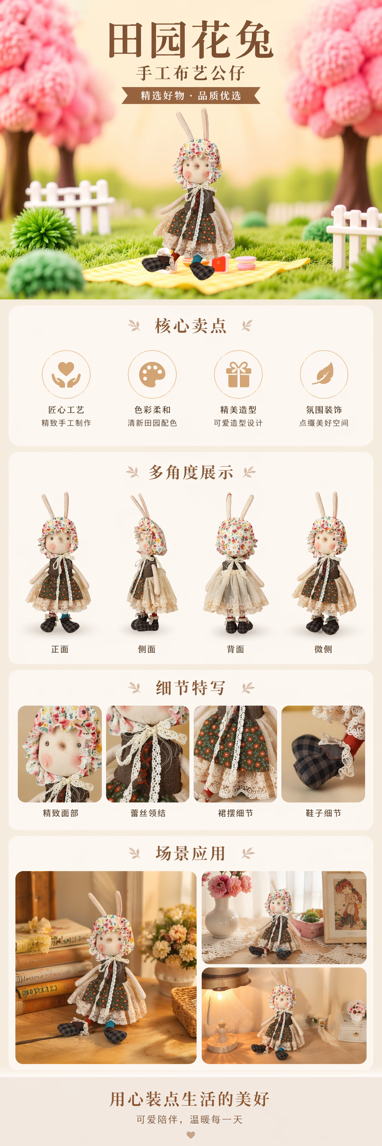 loverdream花边帽兔子玩偶布艺yukio ins风 pic 1