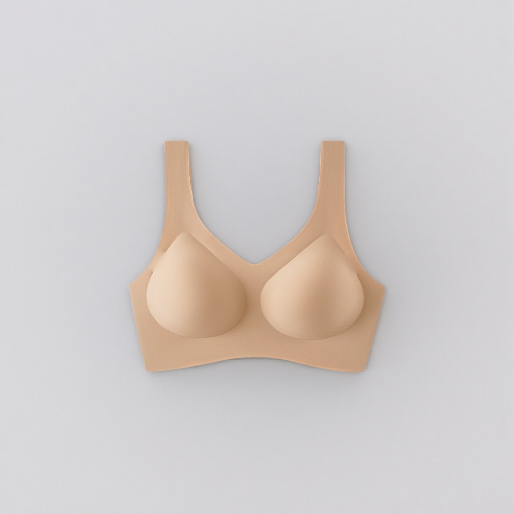 Beige bras without underwire are comfortable, breathable and adjustable women's underwear details Picture