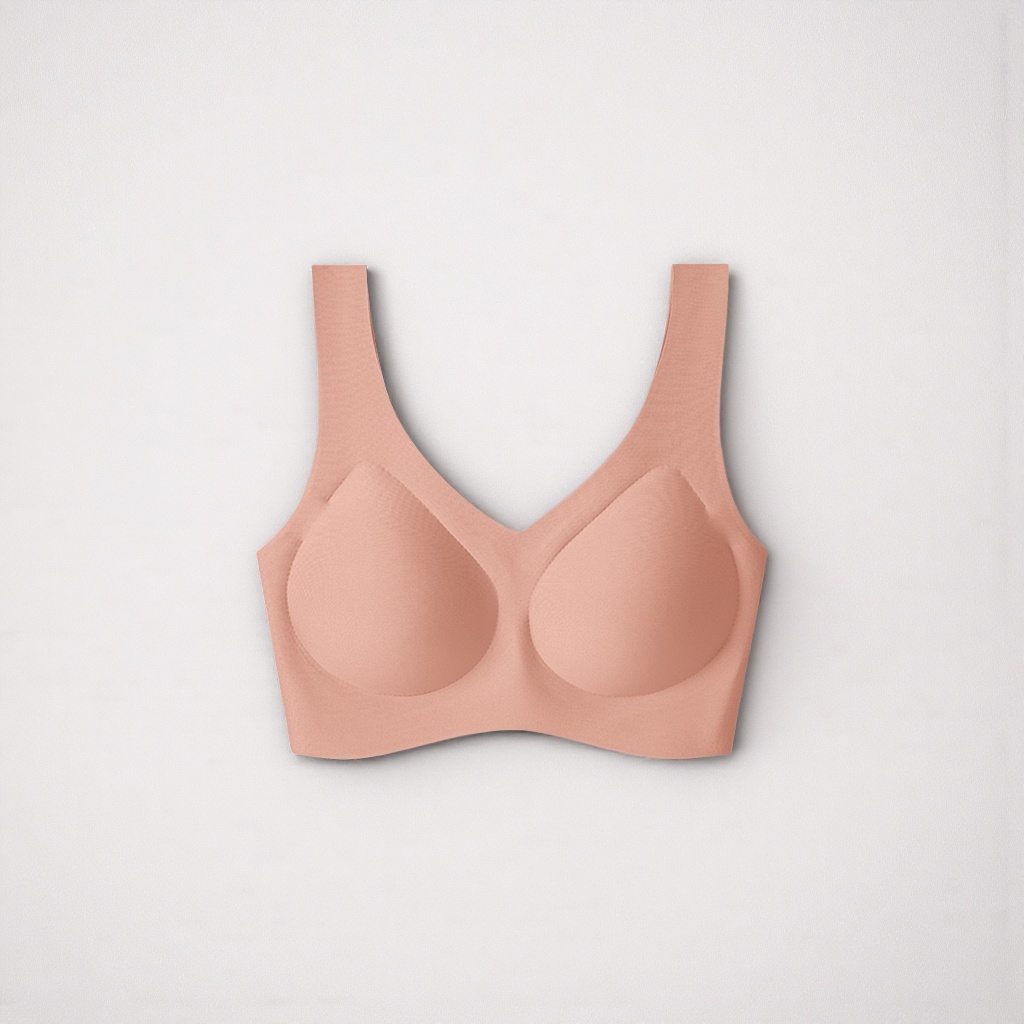 The pink tight-free bra is a comfortable and breathable women's underwear that makes the small chest look larger details Picture