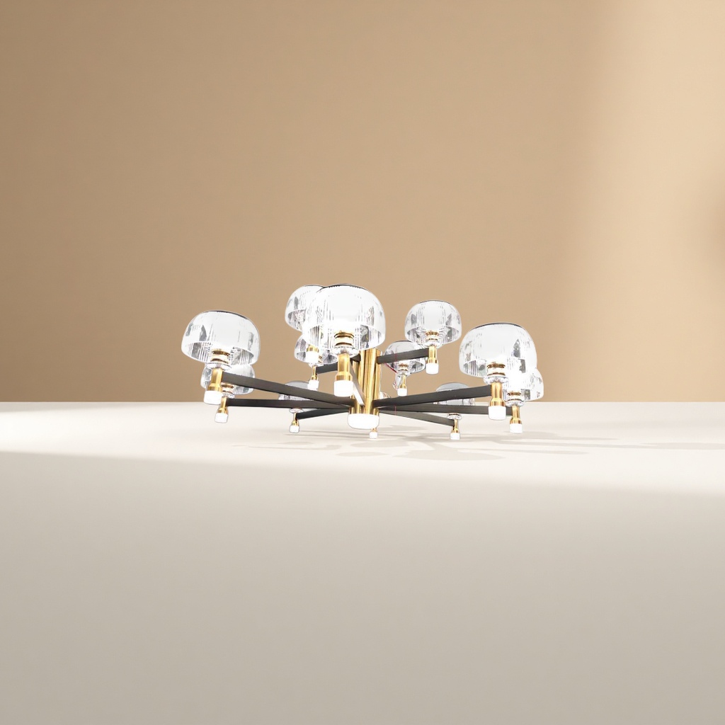 The golden lamp stand crystal chandelier is a modern and simple main light for the living room and bedroom in a Nordic style Application Scenario