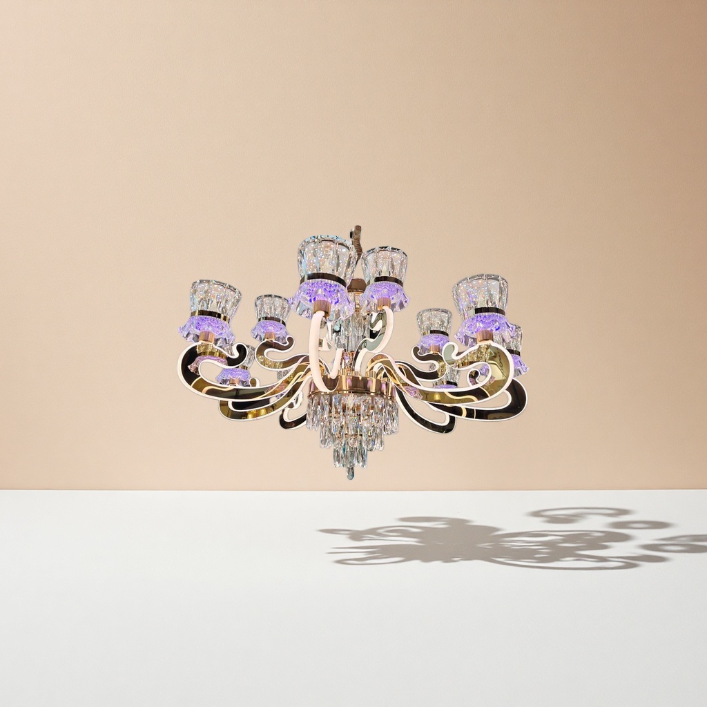 Nordic minimalist crystal chandelier, main light for the living room, bedroom and dining room, modern and light luxury style