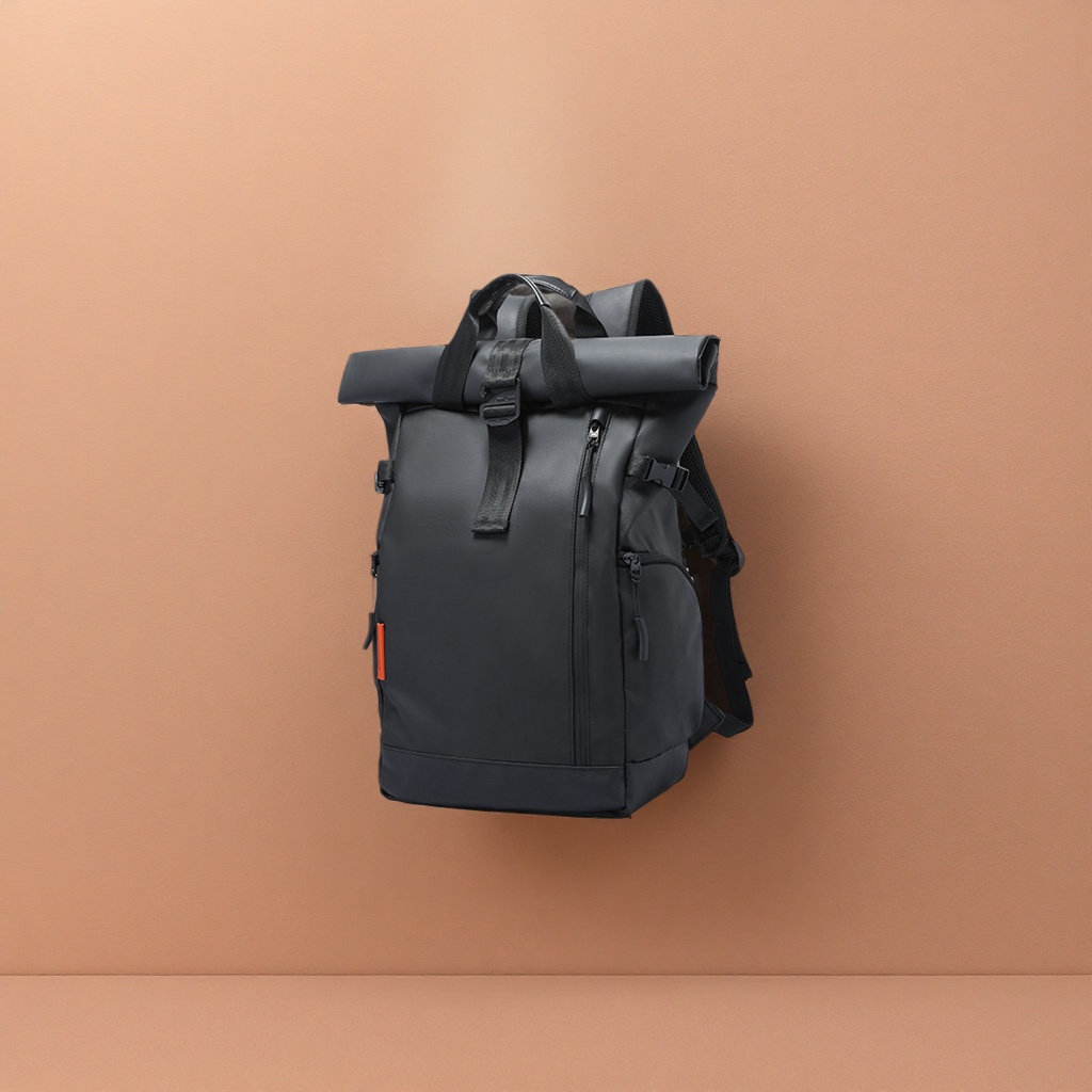Black backpack, lightweight and large-capacity student commuting travel backpack details Picture