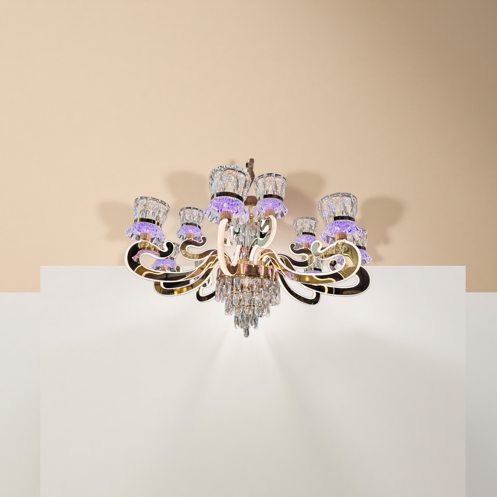 Nordic minimalist crystal chandelier, main light for the living room, bedroom and dining room, modern and light luxury style details Picture