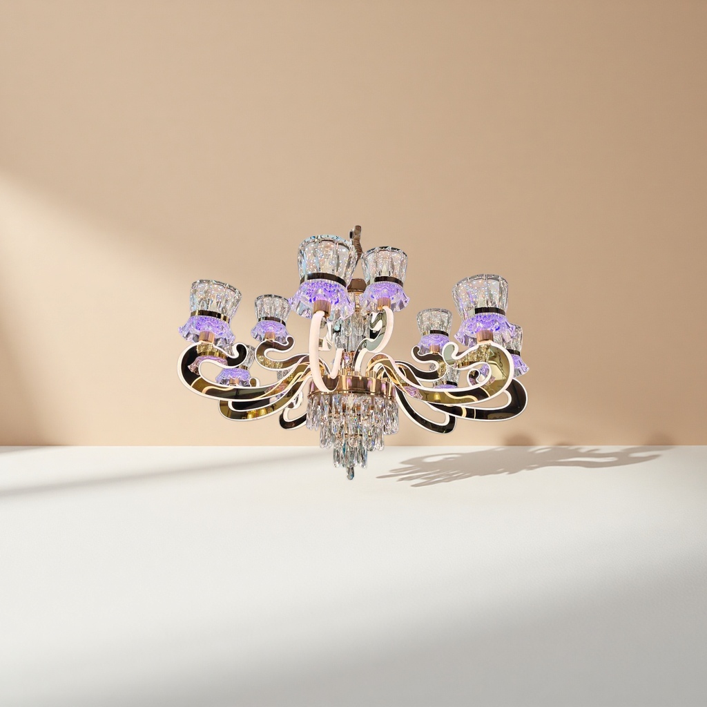 Nordic minimalist crystal chandelier, main light for the living room, bedroom and dining room, modern and light luxury style Specification image
