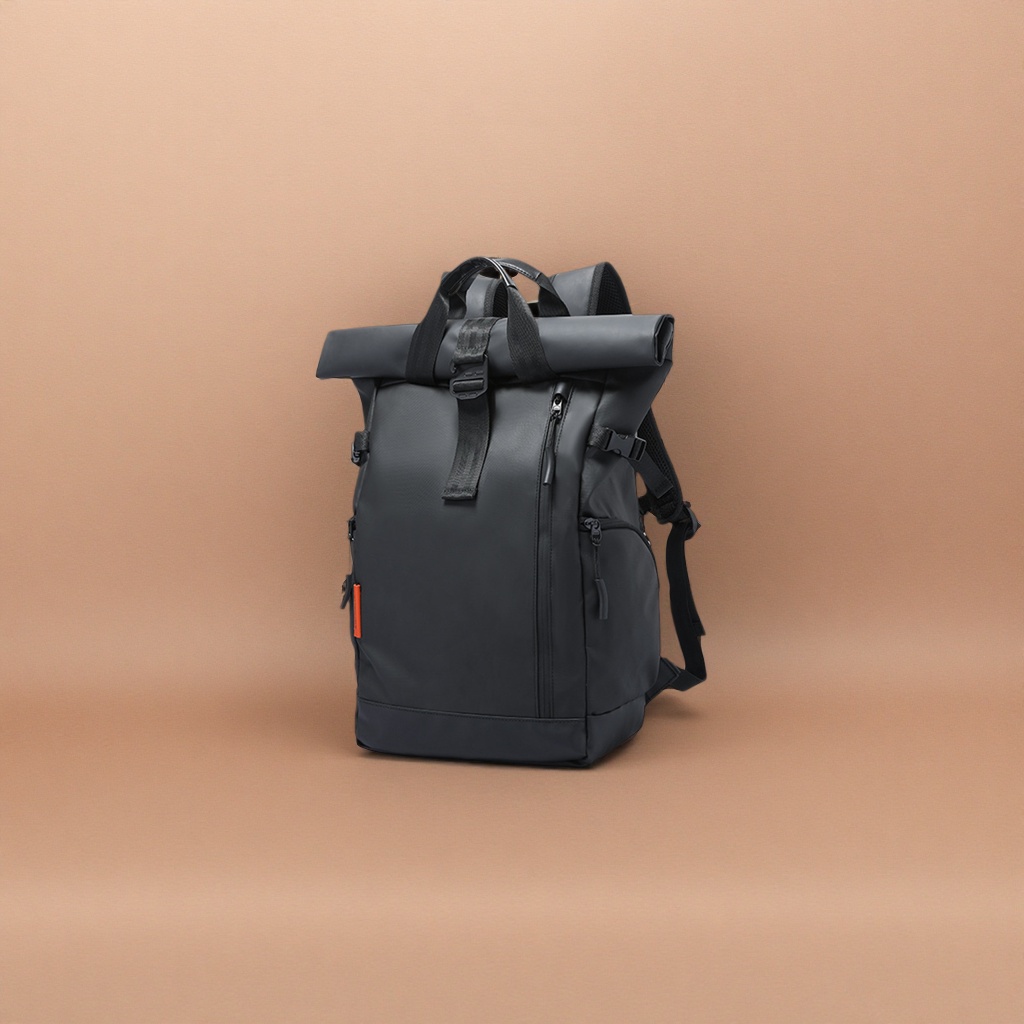 Black backpack, lightweight and large-capacity student commuting travel backpack