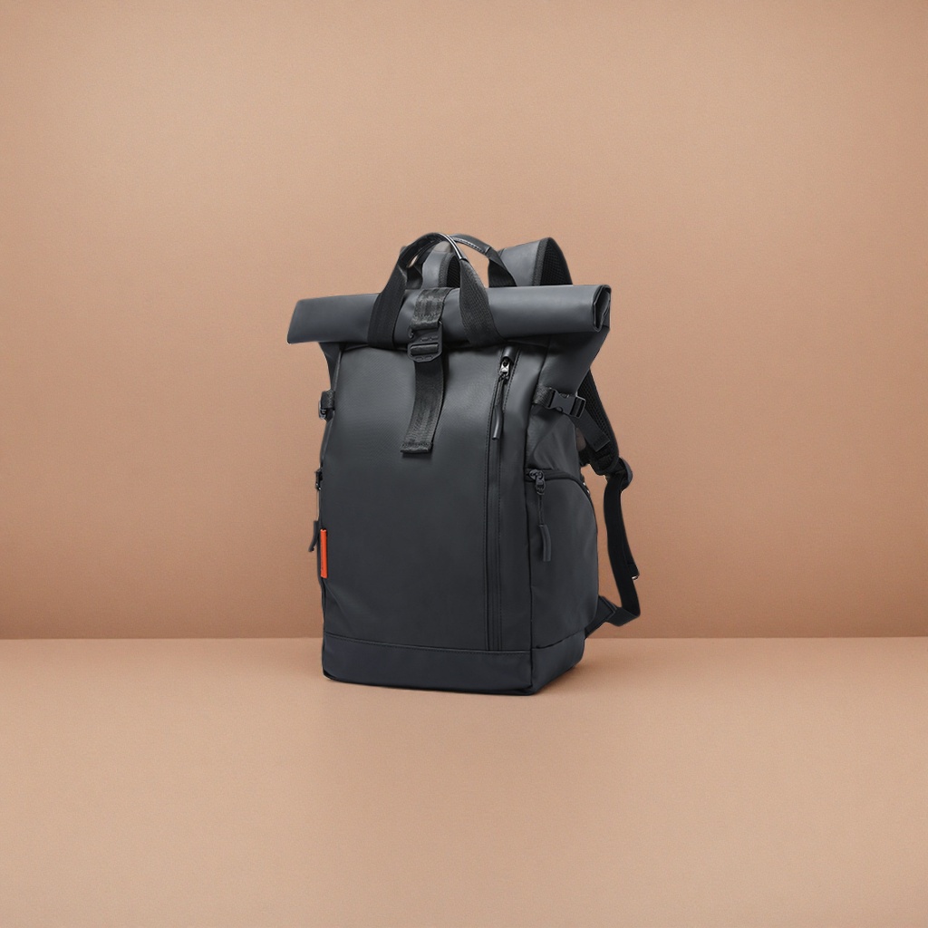 Black backpack, lightweight and large-capacity student commuting travel backpack Specification image