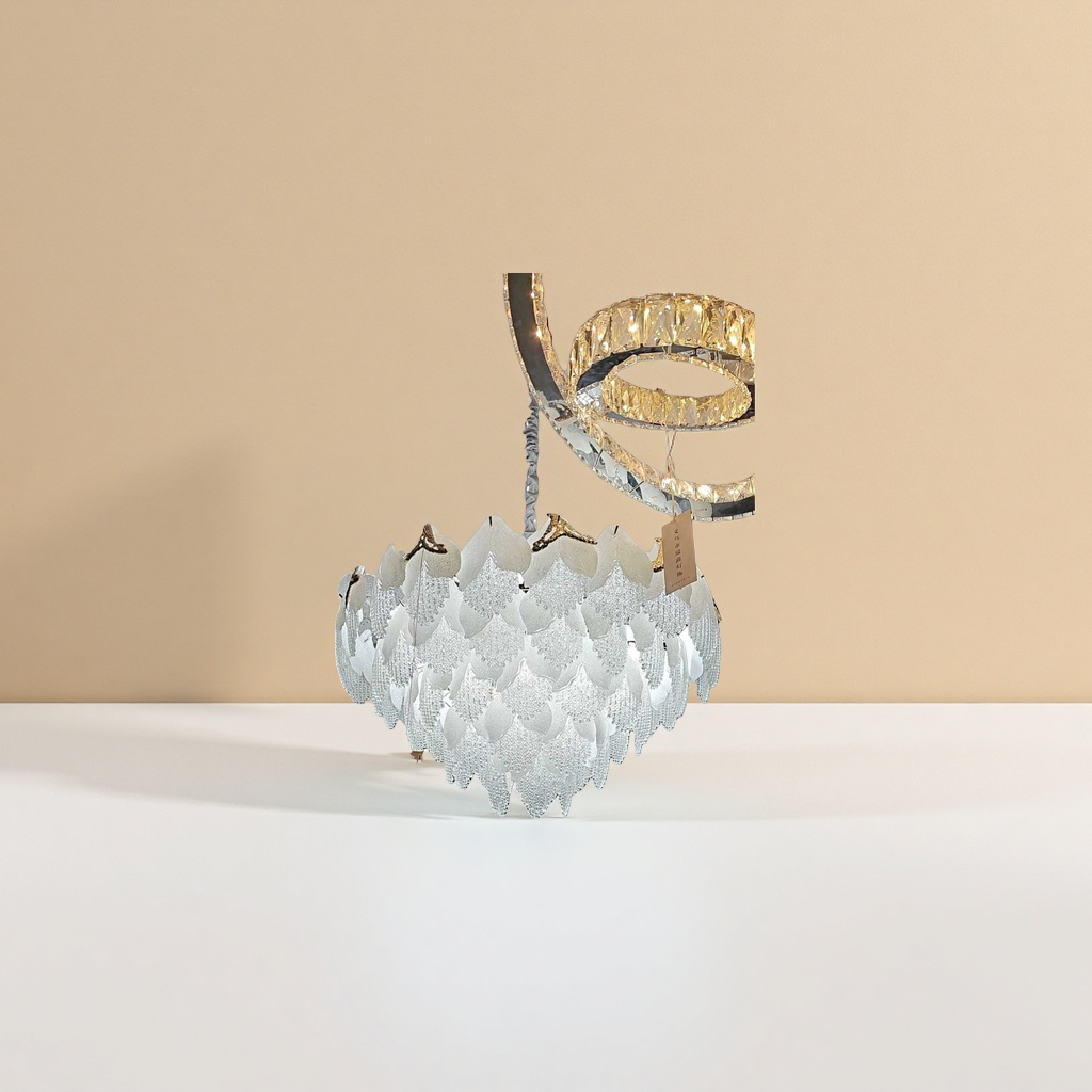 White crystal petal chandelier, Nordic minimalist ceiling lamp for living room and bedroom Specification image