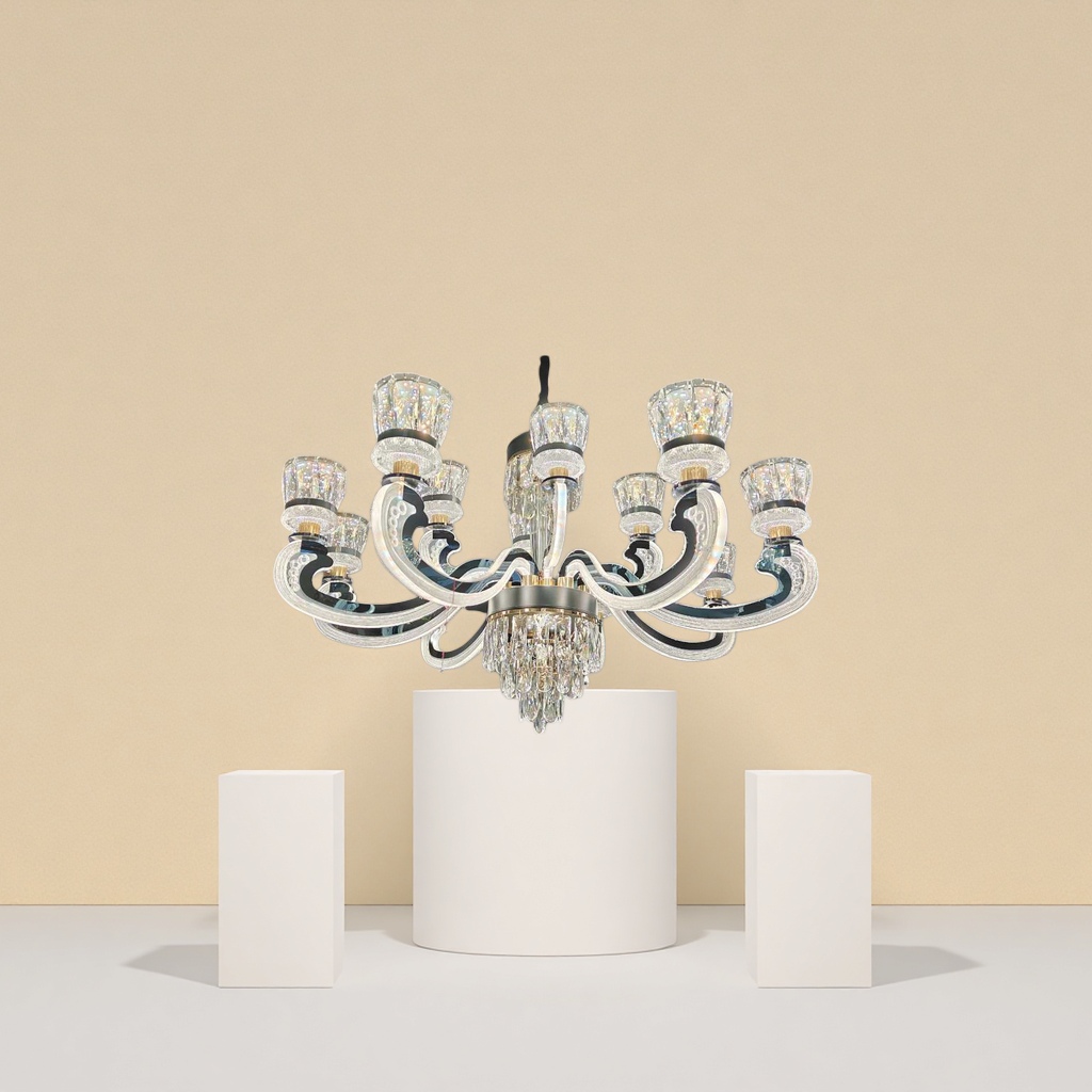 Crystal chandelier, modern and simple ceiling lamp for living room and bedroom, Nordic style LED light source details Picture