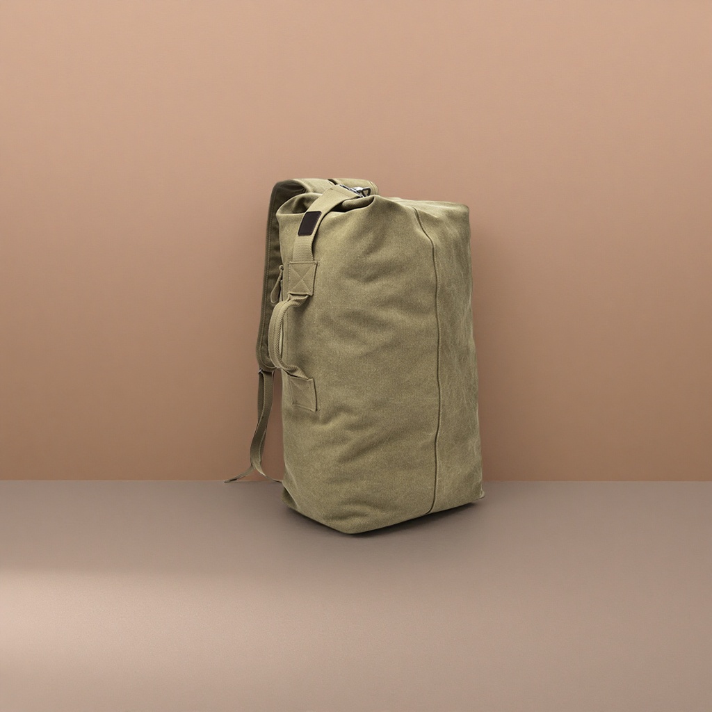 Military green canvas backpack, large-capacity, lightweight commuter student schoolbag Specification image