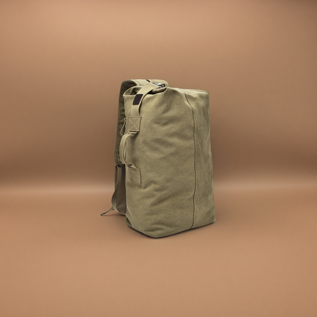 Military green canvas backpack, large-capacity, lightweight commuter student schoolbag details Picture