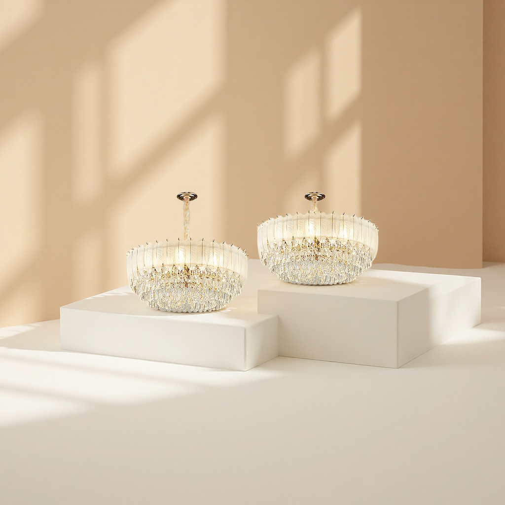 Golden crystal chandelier, main light for the living room and bedroom, Nordic simple modern light luxury ceiling light Specification image
