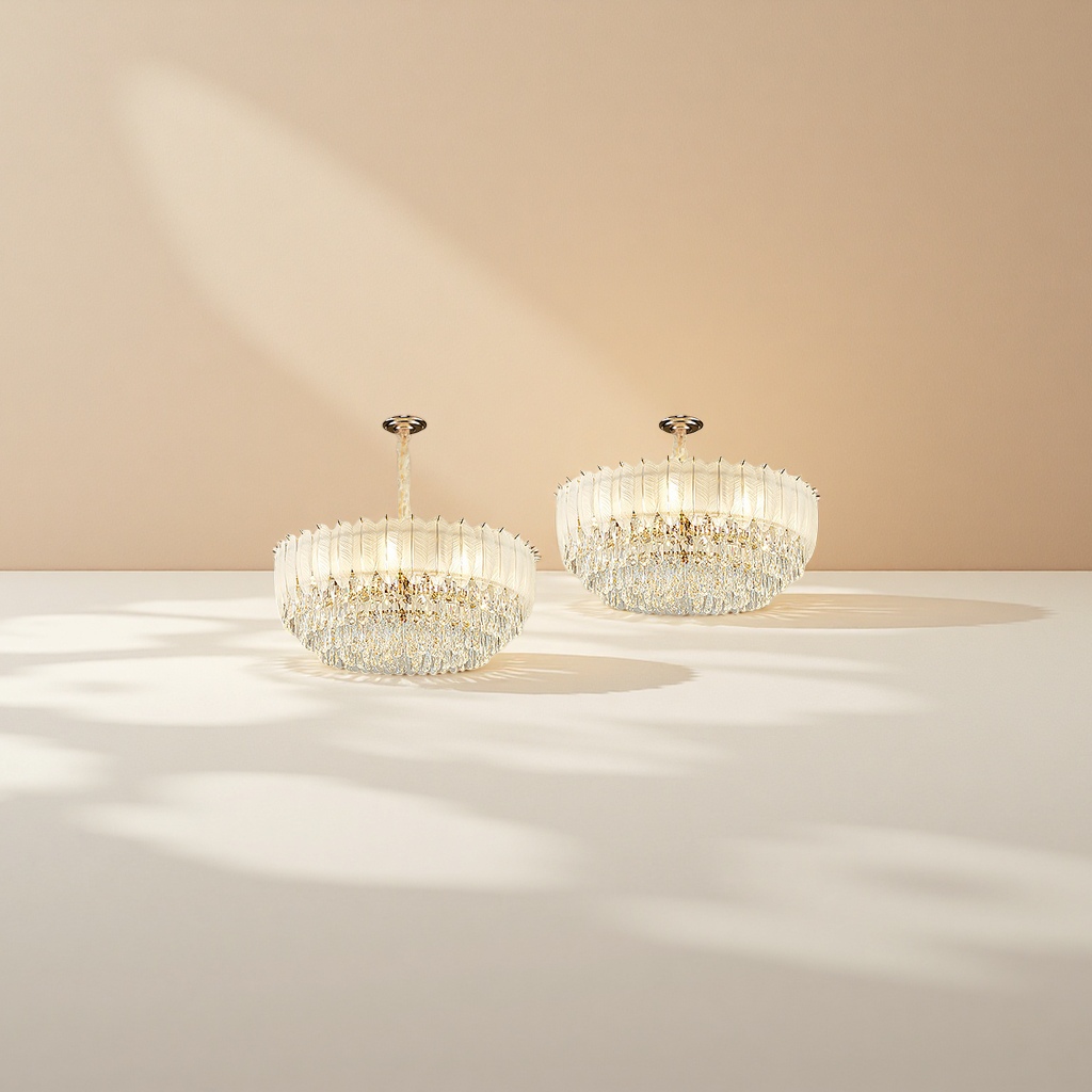 Golden crystal chandelier, main light for the living room and bedroom, Nordic simple modern light luxury ceiling light details Picture