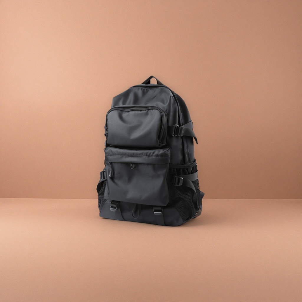 Black backpack, wear-resistant nylon commuter student travel backpack Specification image