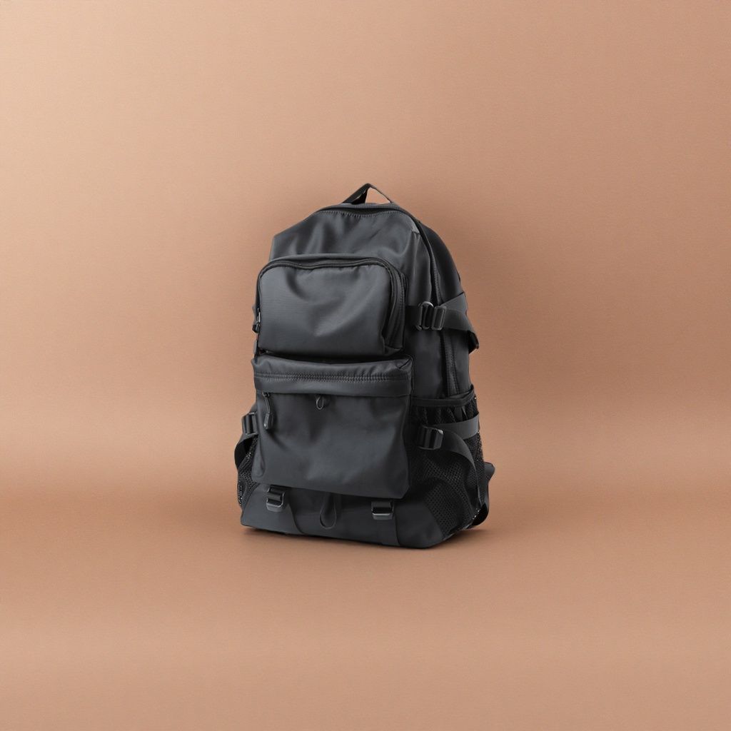 Black backpack, wear-resistant nylon commuter student travel backpack
