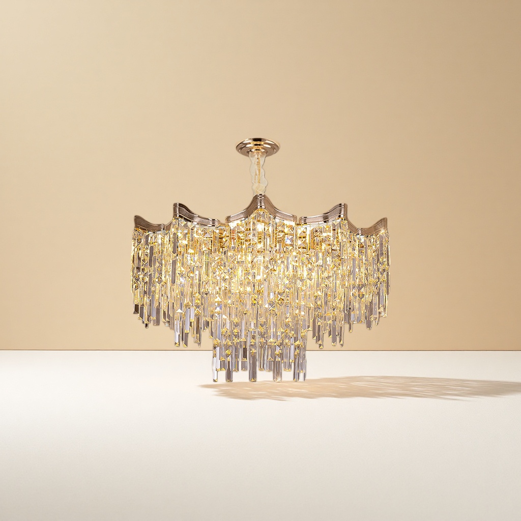 Golden crystal chandelier, ceiling lamp for living room and bedroom, Nordic simple modern light luxury style Application Scenario
