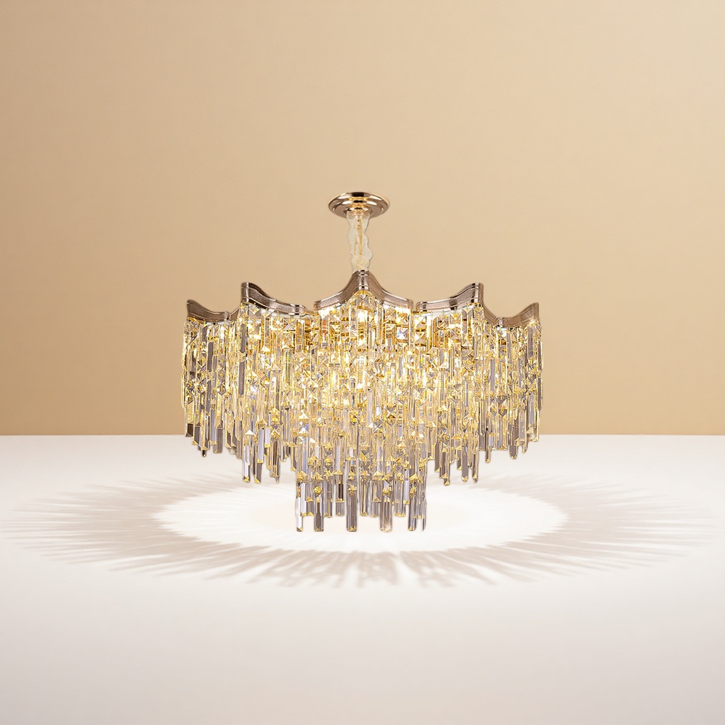 Golden crystal chandelier, ceiling lamp for living room and bedroom, Nordic simple modern light luxury style Specification image