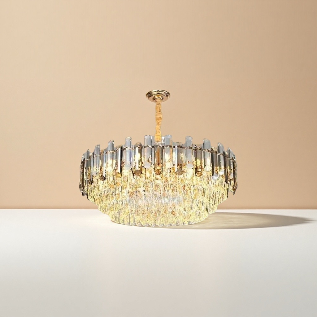 Golden crystal chandelier, ceiling lamp for living room and bedroom, Nordic simple modern light luxury style details Picture