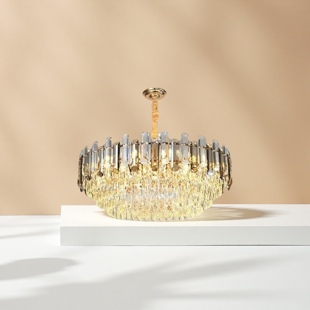 Golden crystal chandelier, ceiling lamp for living room and bedroom, Nordic simple modern light luxury style