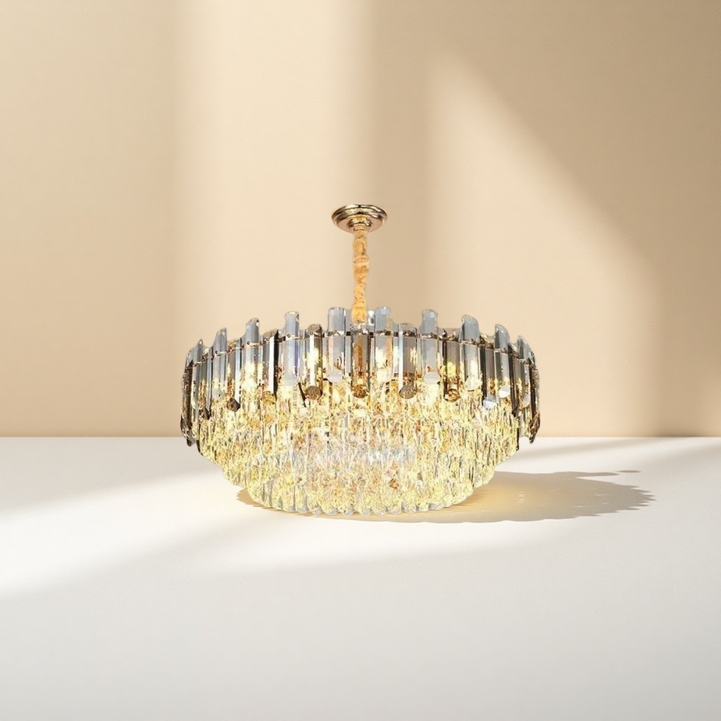 Golden crystal chandelier, ceiling lamp for living room and bedroom, Nordic simple modern light luxury style Application Scenario