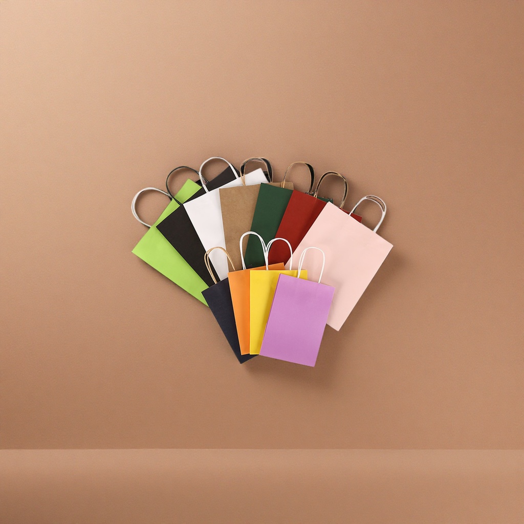 Colorful paper bags, hand-held eco-friendly kraft paper gift packaging bags are available in multiple sizes