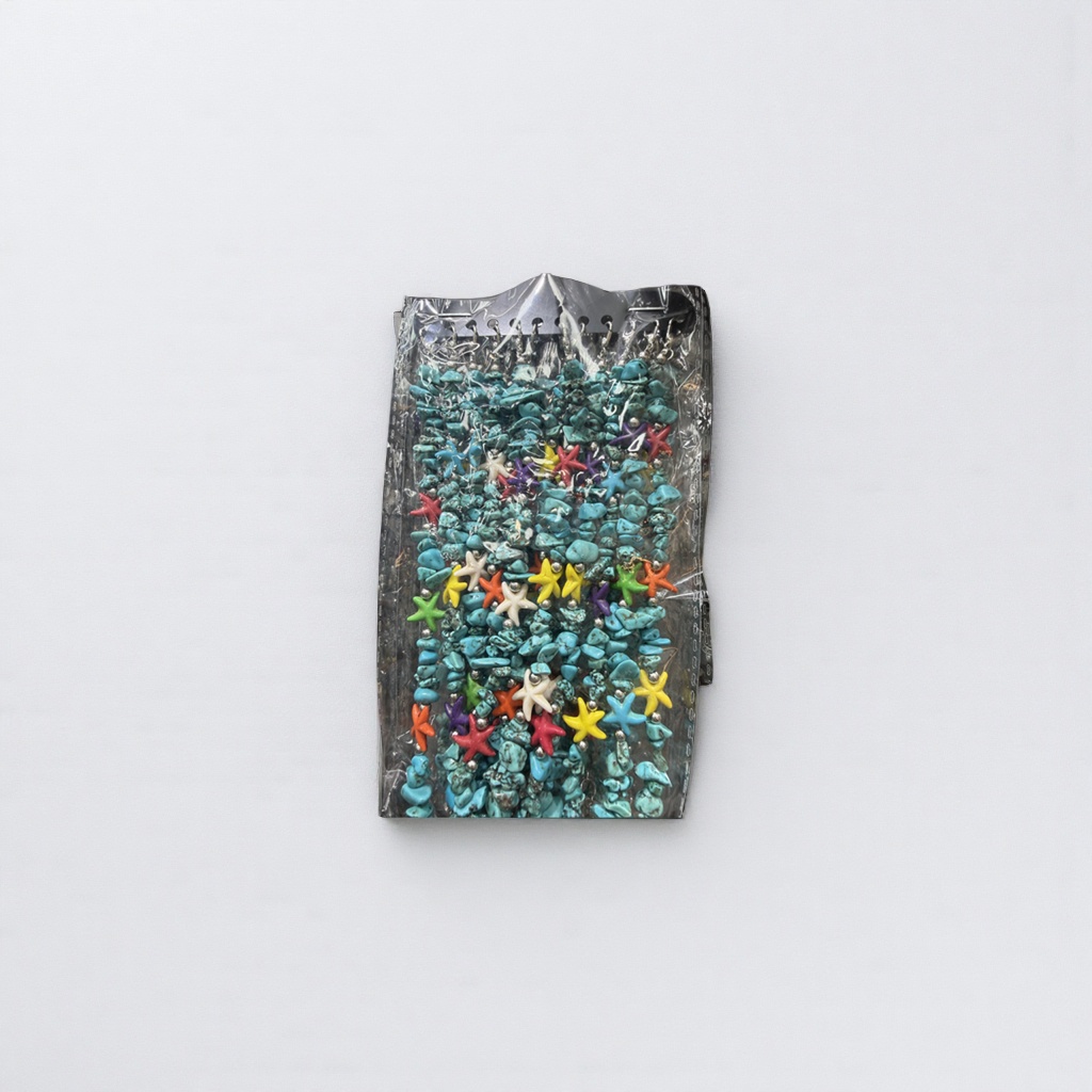 Colorful starfish decorated turquoise stone string, ocean-style handcrafted jewelry, a national trend