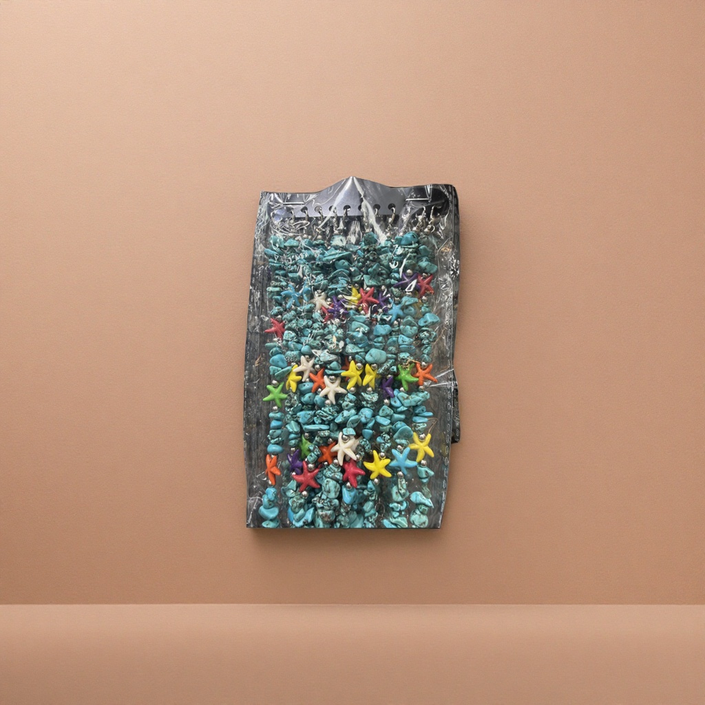 Colorful starfish decorated turquoise stone string, ocean-style handcrafted jewelry, a national trend Specification image