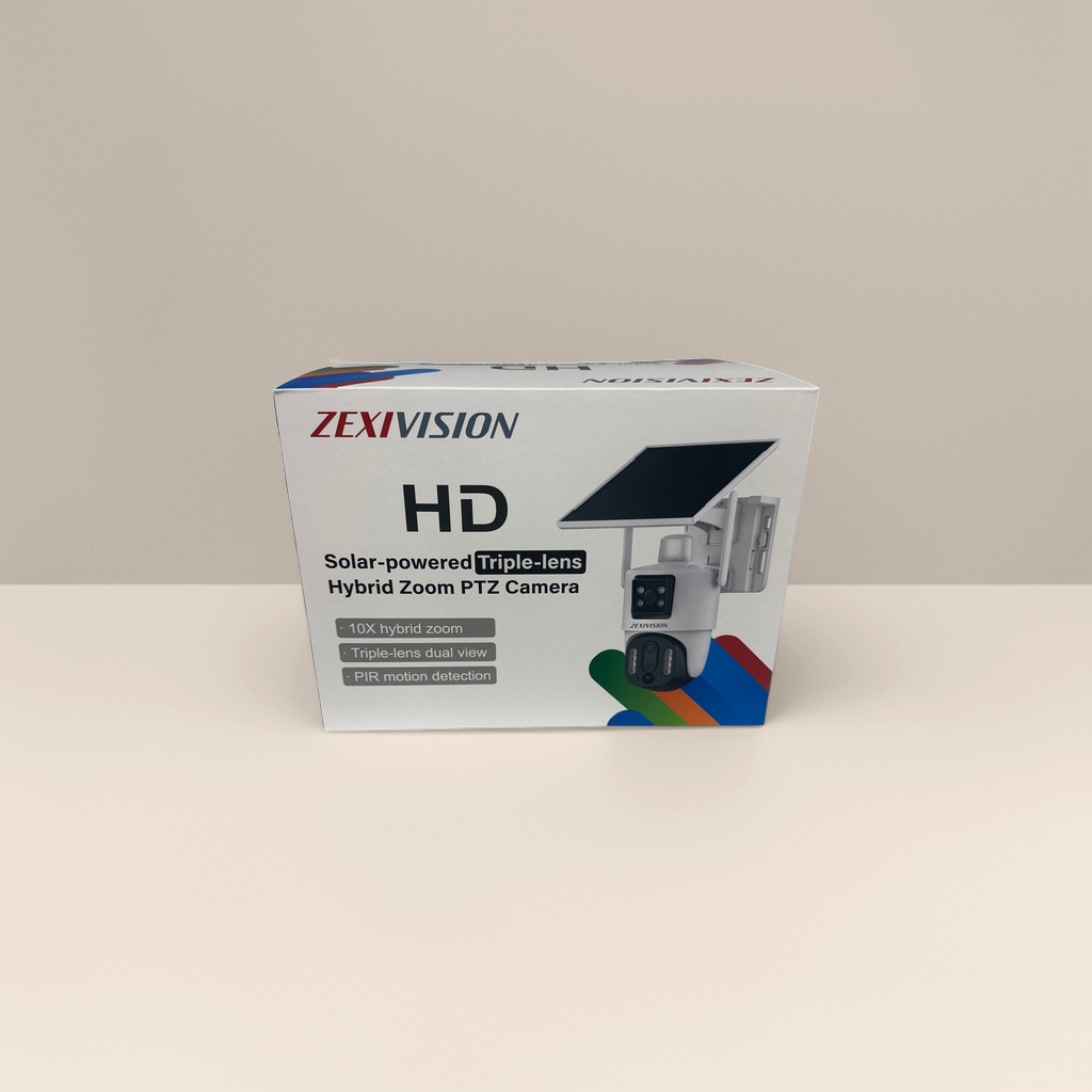 White packaging box solar-powered three-lens high-definition PTZ camera Application Scenario