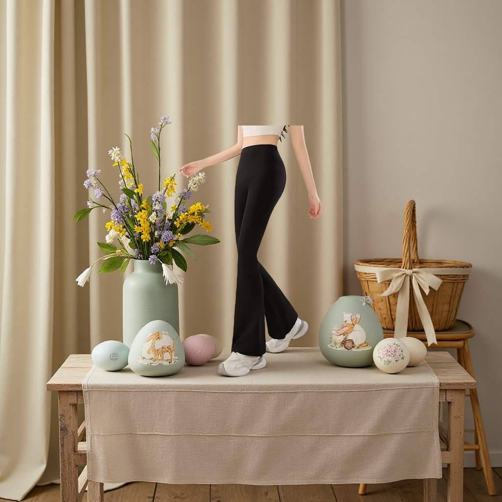 Black flared pants for high-waisted women, slimming and shaping, the same style as models Application Scenario