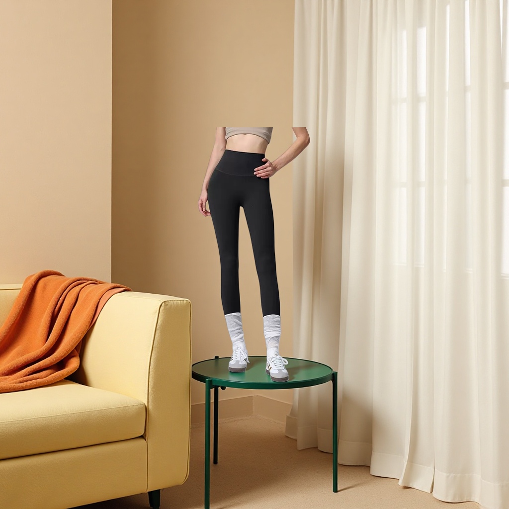 Black high-waisted skinny pants for women, slimming and form-fitting, versatile, model's same style