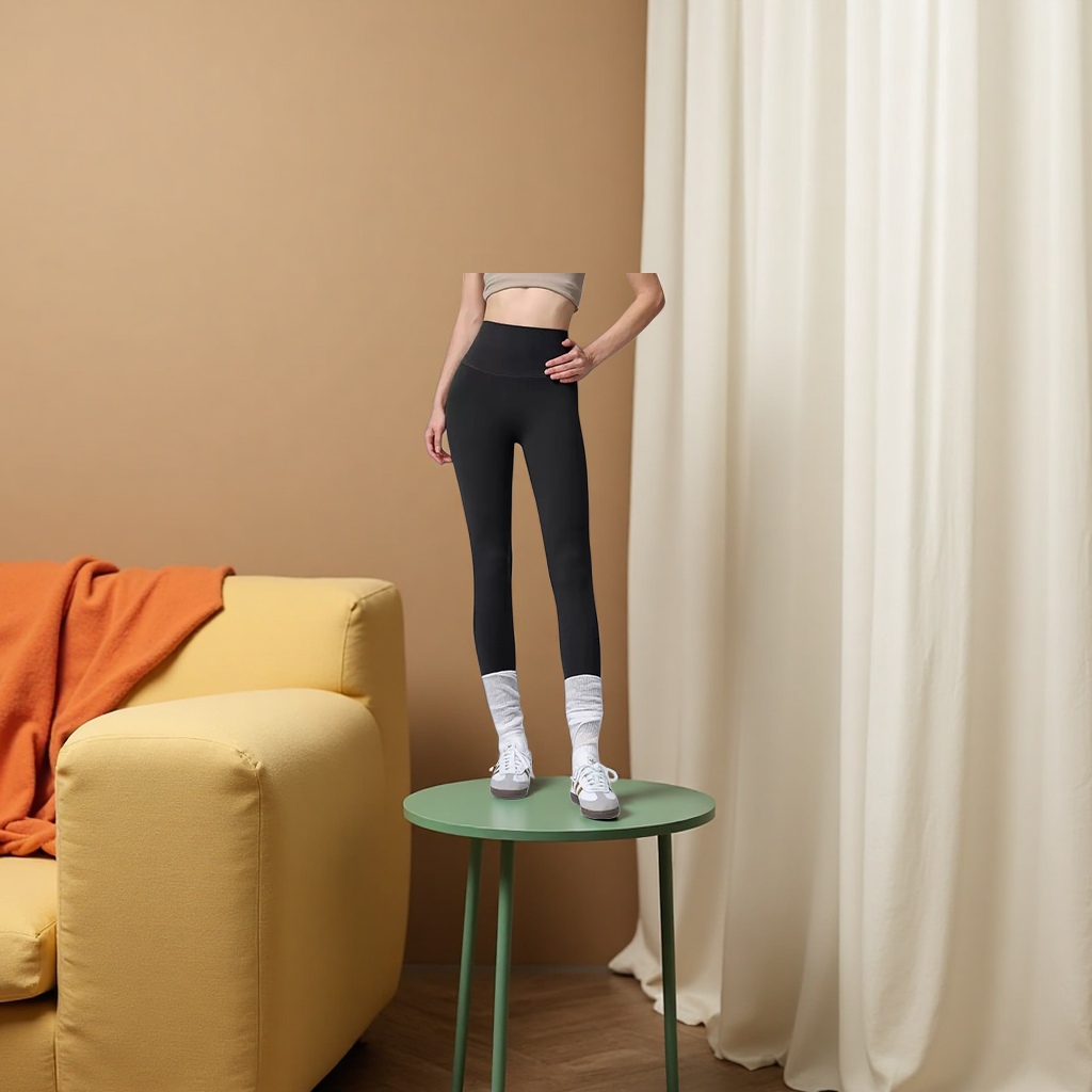 Black high-waisted skinny pants for women, slimming and form-fitting, versatile, model's same style details Picture