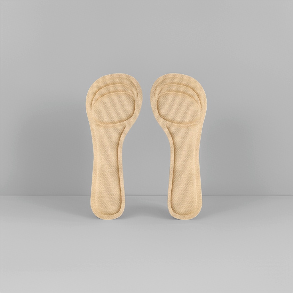 The beige comfortable anti-slip insoles are breathable and sweat-absorbent, suitable for both men and women