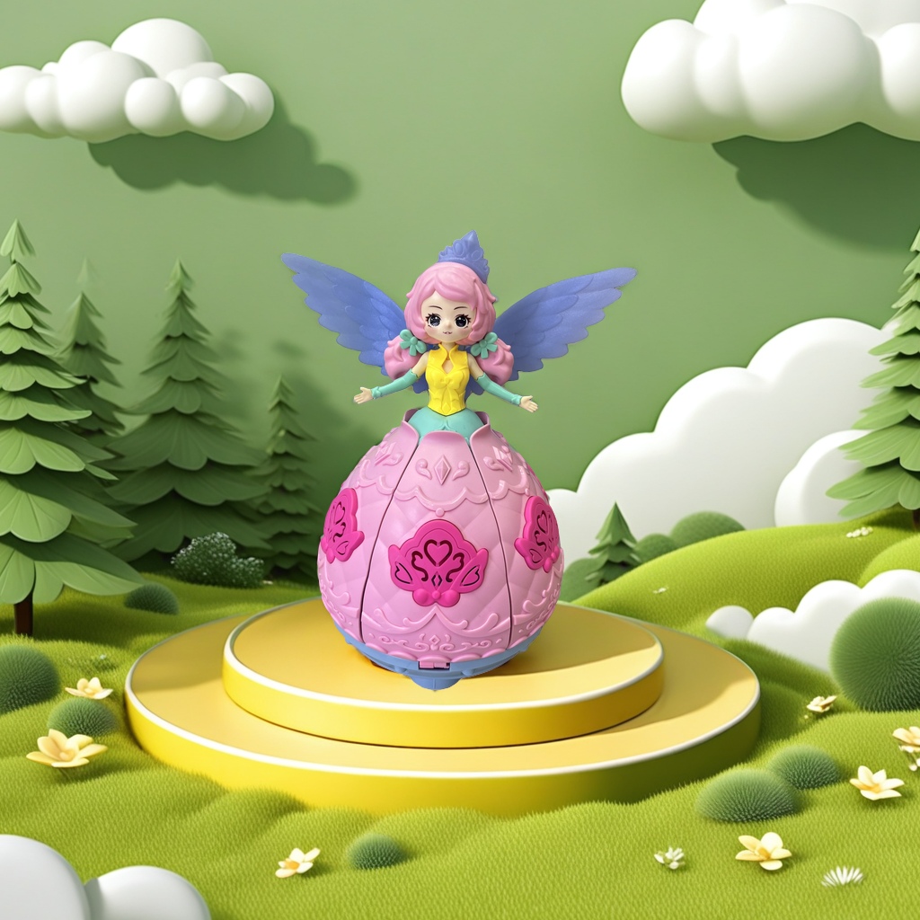 Pink butterfly-shaped toy figurines, cute and girlish style collectible Barbie doll toys, electric Application Scenario