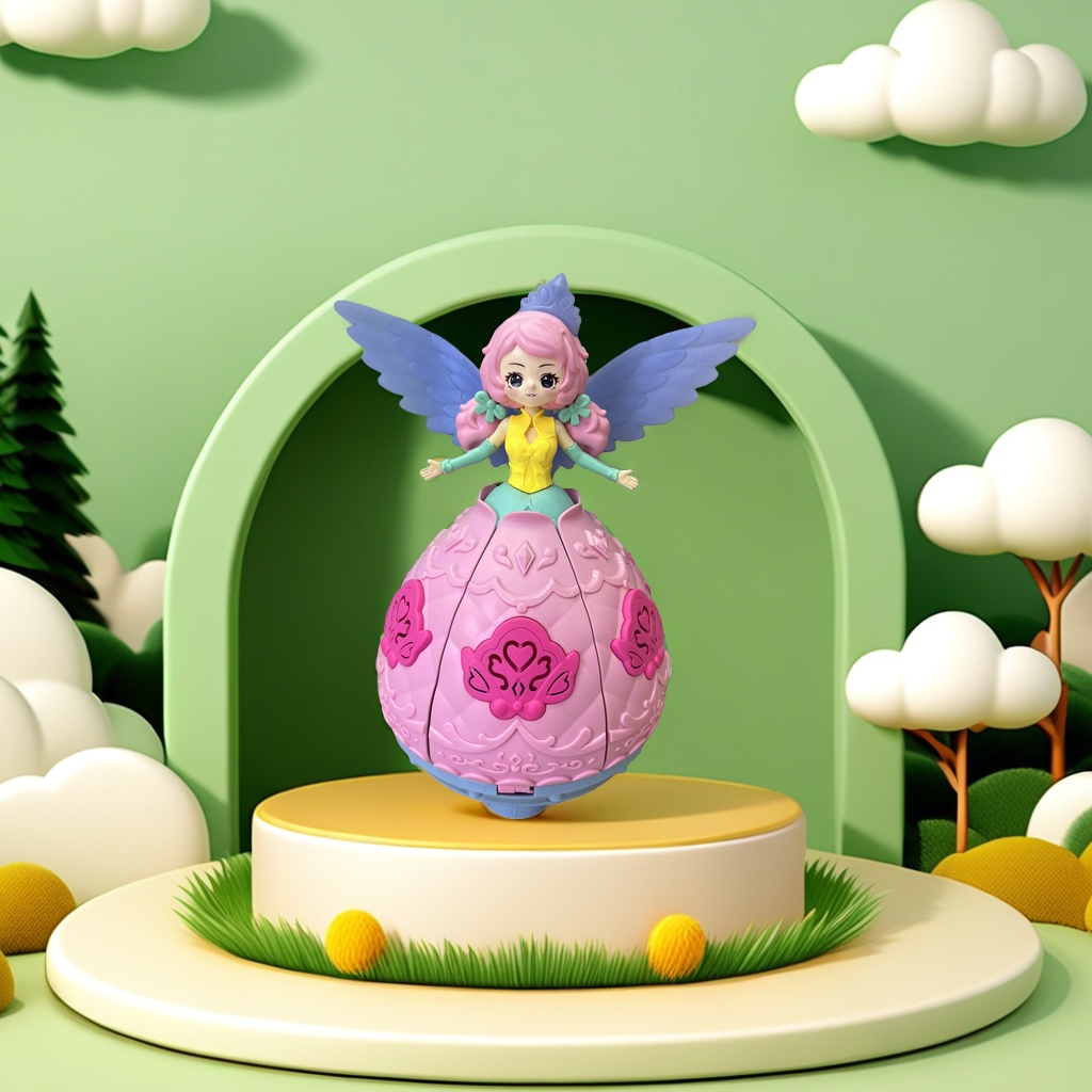 Pink butterfly-shaped toy figurines, cute and girlish style collectible Barbie doll toys, electric details Picture