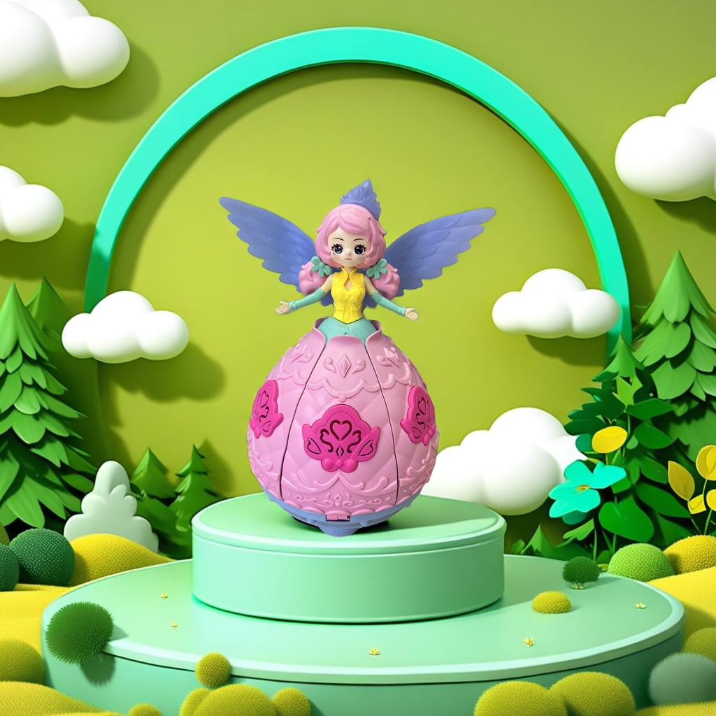 Pink butterfly-shaped toy figurines, cute and girlish style collectible Barbie doll toys, electric Specification image