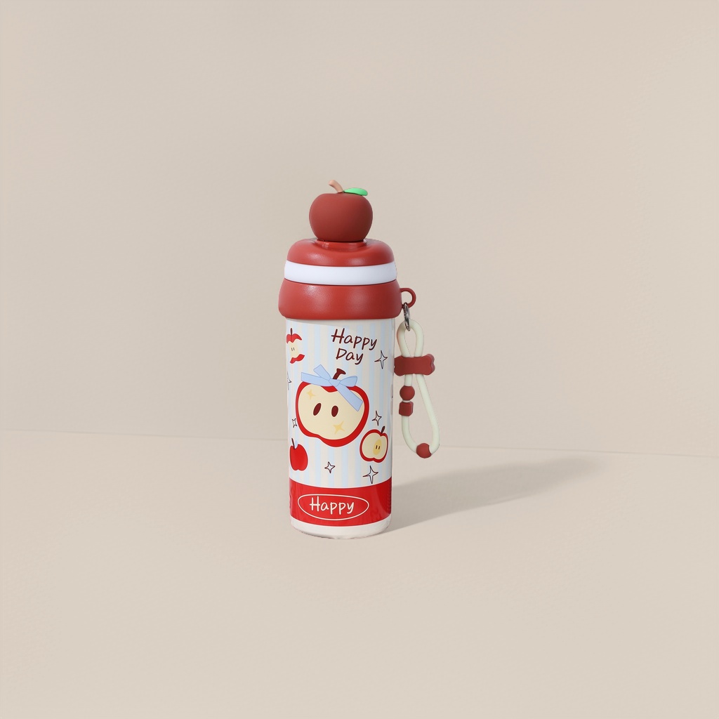 红色苹果造型水杯创意可爱玻璃保温杯