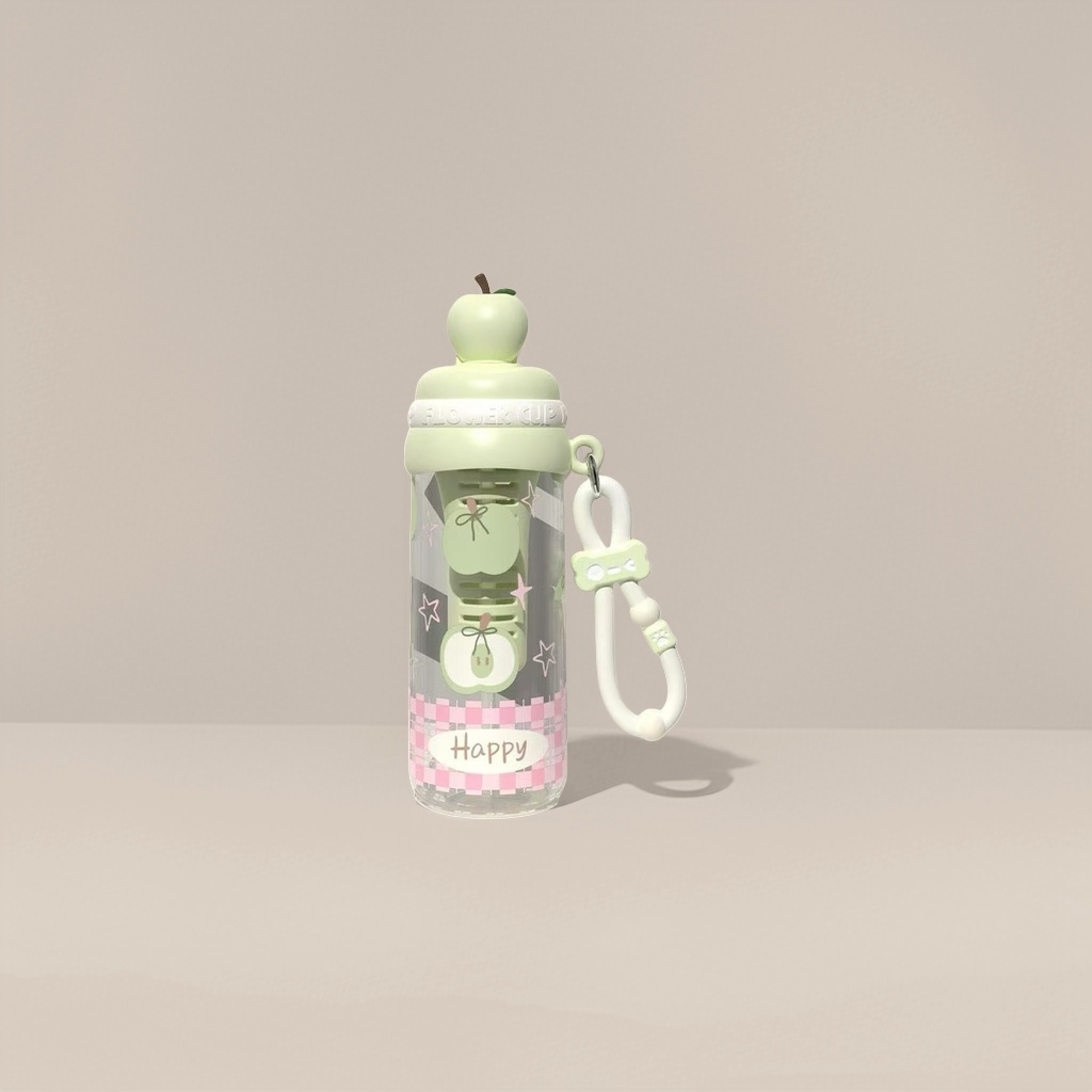 绿色苹果造型创意水杯 便携大容量玻璃水杯