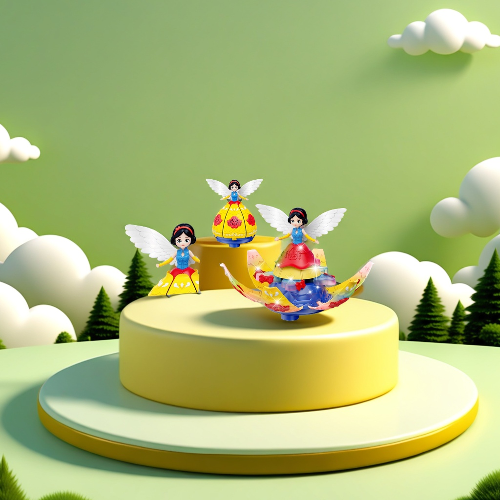 Colorful princess toys with wings, rotating skirts, electric lights, music, magic dance, electric Barbie doll toys details Picture