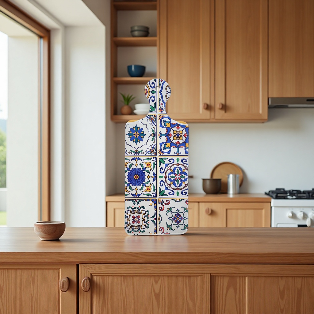 Colored tile patterned kitchen cutting board, anti-slip thickened food-grade silicone cutting board Specification image