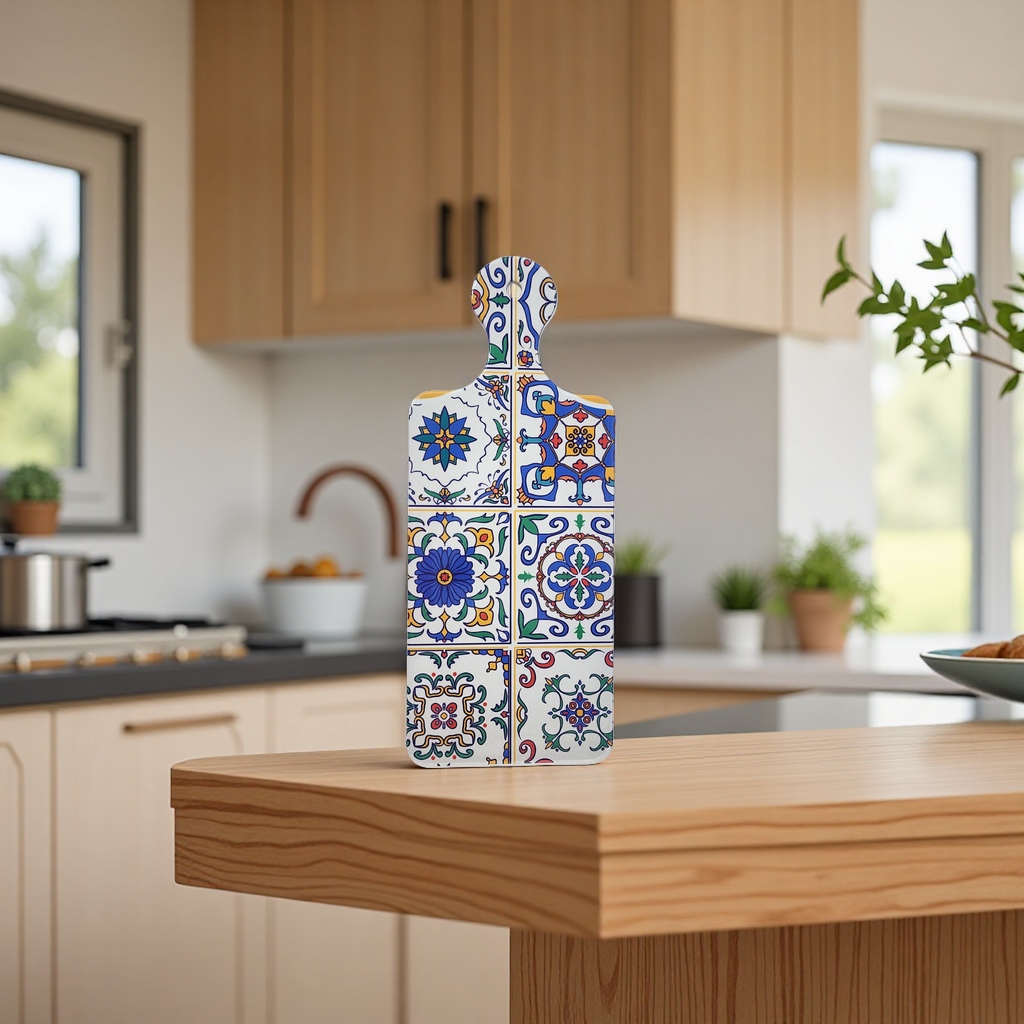 Colored tile patterned kitchen cutting board, anti-slip thickened food-grade silicone cutting board details Picture